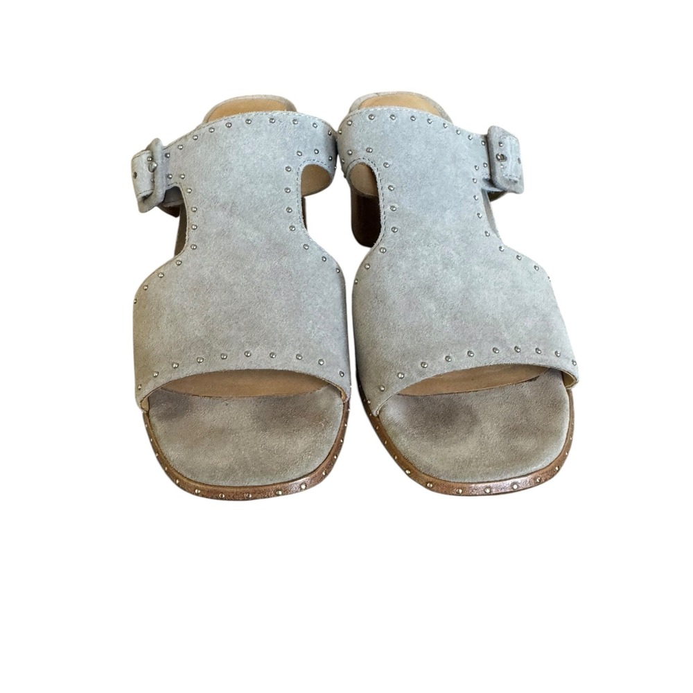 Rag & Bone Womens Grey Matteo Suede Studded Block Heel Mules Sandals Size 39 9